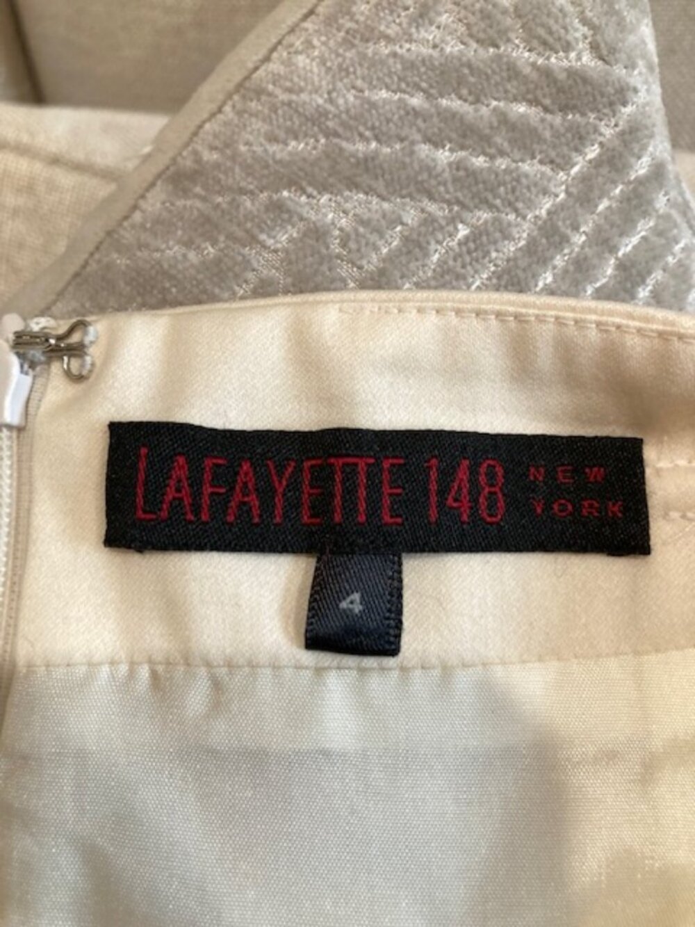 Lafayette 148 Cream A-lined Skirt with back slit and lined